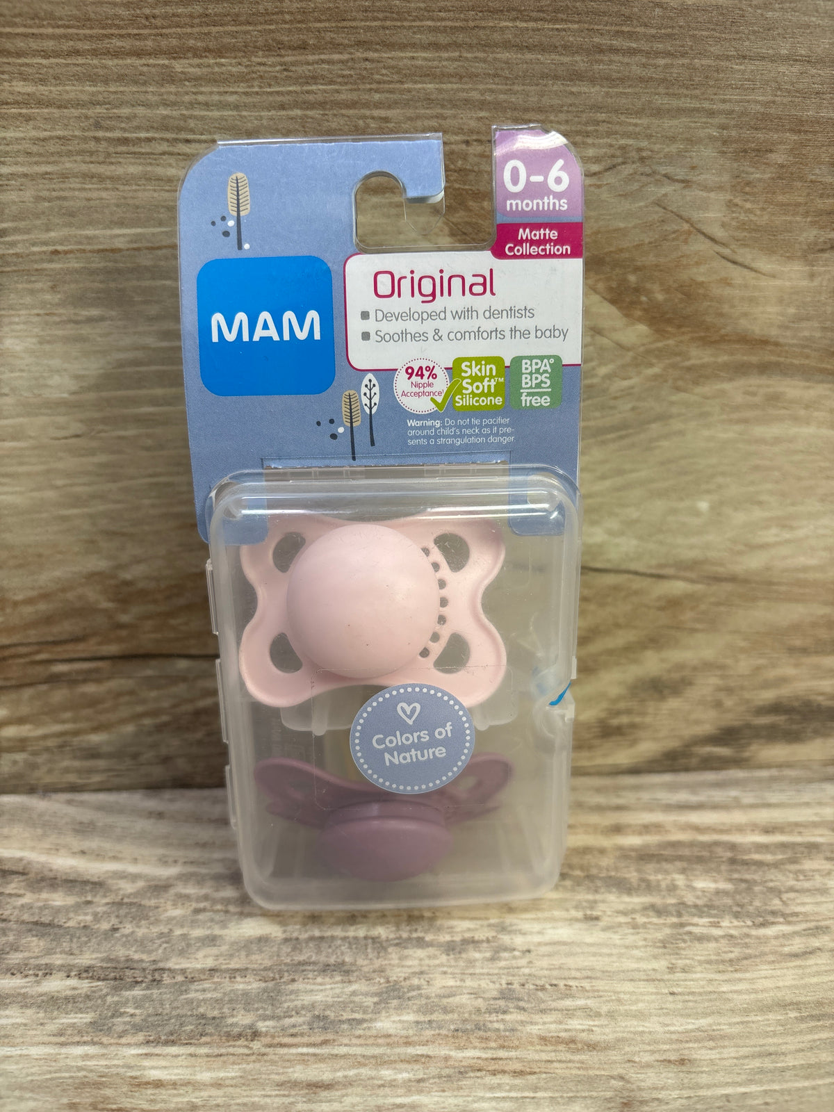 NEW MAM Original Matte Collection 2pk Pacifiers, Pink 0-6m