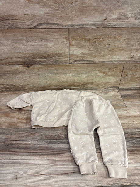 Kit + Pearl 2pc beige sweatshirt and joggers set for baby size 6-9m with white star print