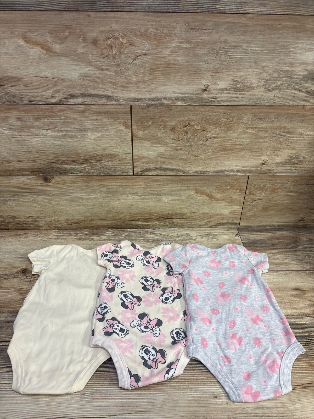 Disney Baby 3pk Minnie Mouse Bodysuit Set Cream sz 6-9m
