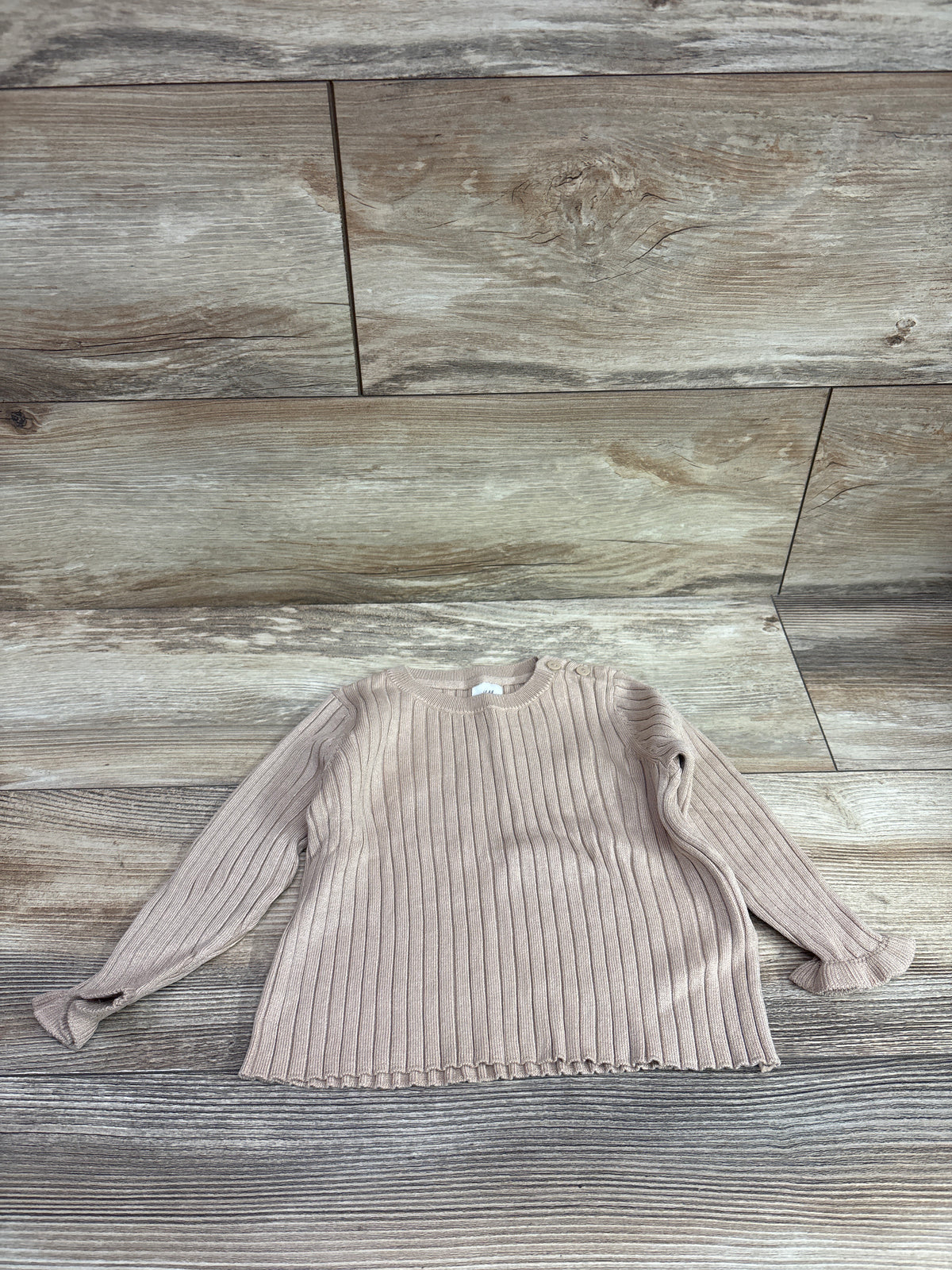 H&M Rib Knit Long Sleeve Shirt Tan sz 12m