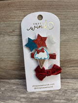 NEW Sweet Wink 3pk Patriotic Clip Set