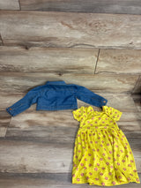 Picapino 2pc Daisy Dress & Denim Jacket Set Light Blue sz 24m