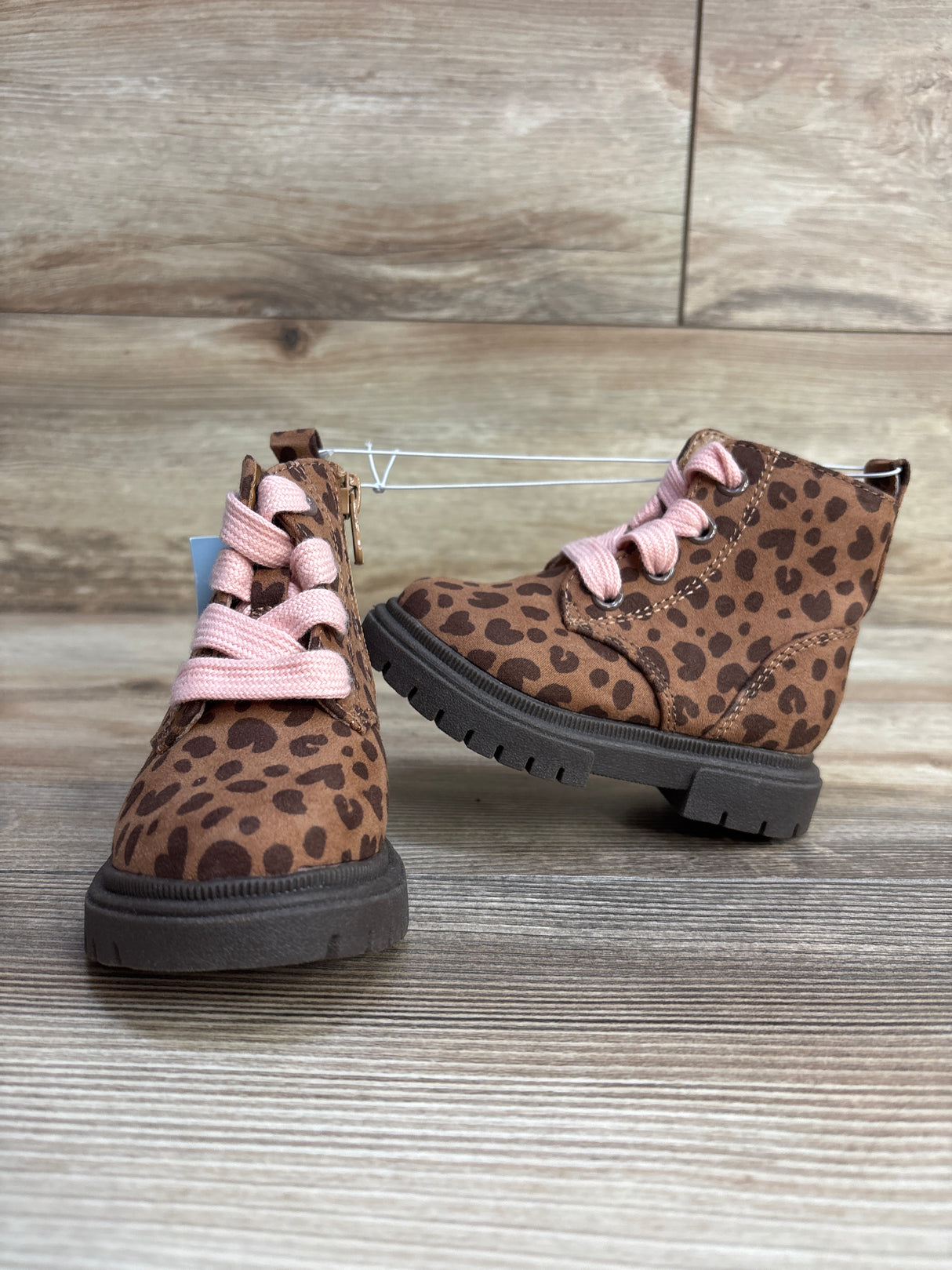 NEW Cat & Jack Toddler Girls' Amaya Zipper Leopard Print  Combat Boots Brown Sz 5c