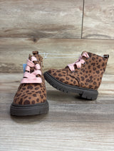 NEW Cat & Jack Toddler Girls' Amaya Zipper Leopard Print  Combat Boots Brown Sz 5c