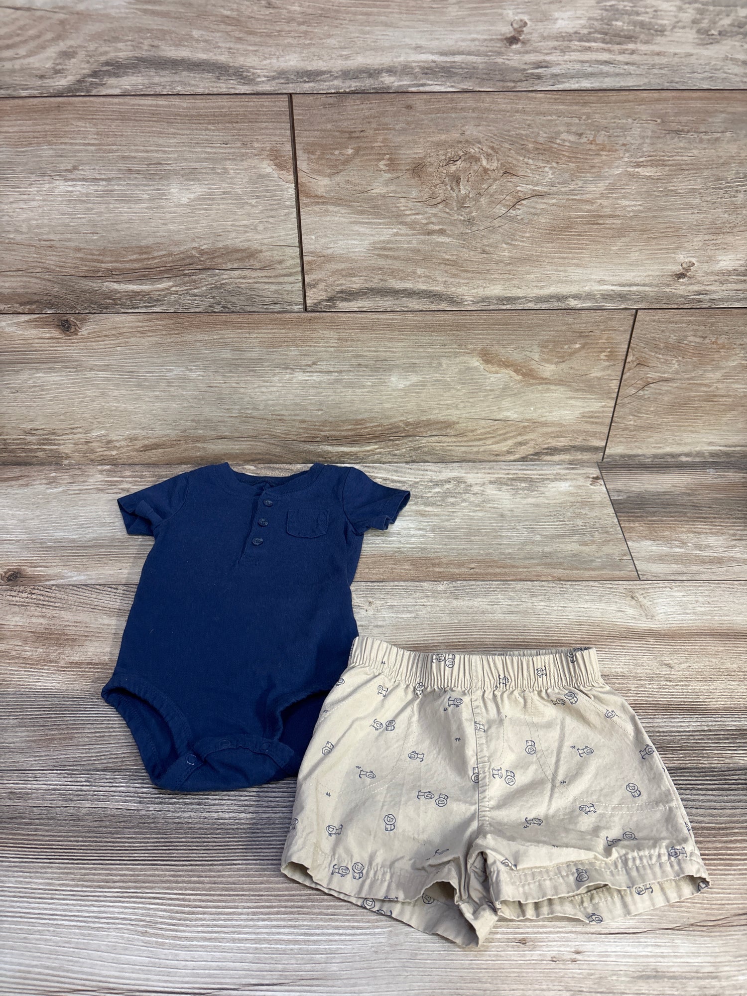 Carter's 2pc Henley Bodysuit & Shorts Set Navy sz 9m