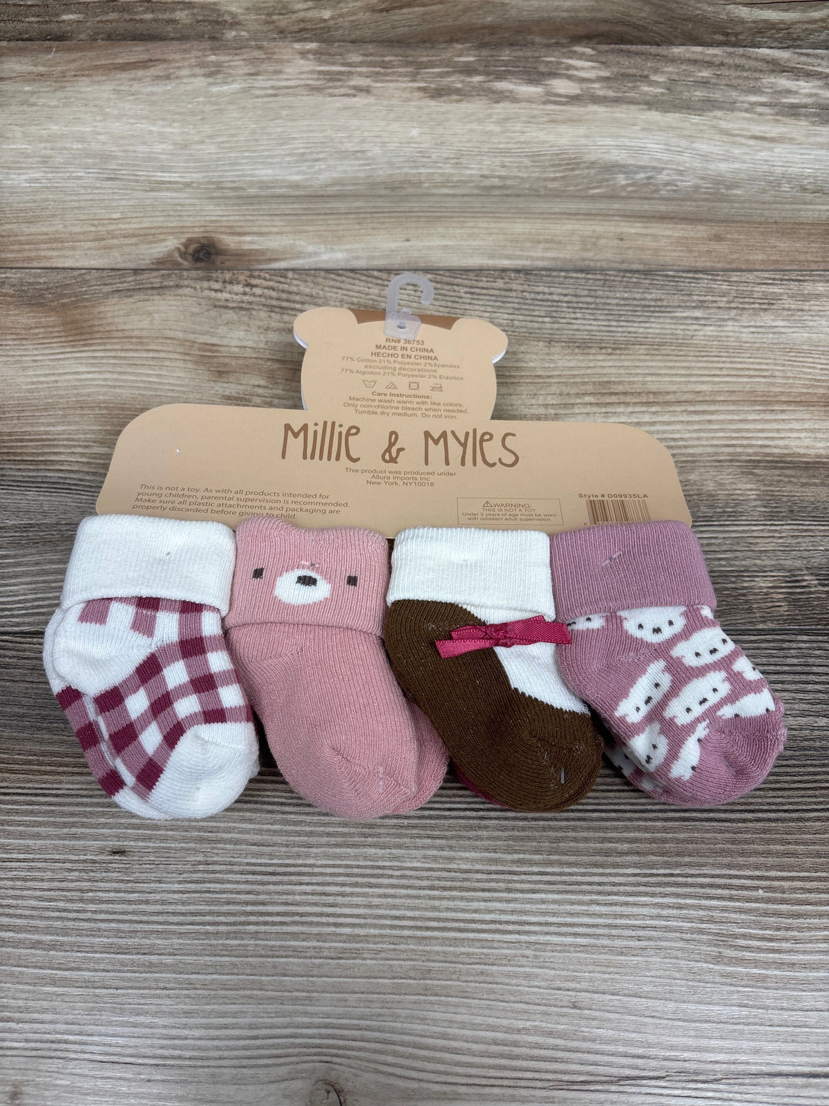 NEW Millie & Myles 8pk Cotton Blend Socks Pink sz 6-12m