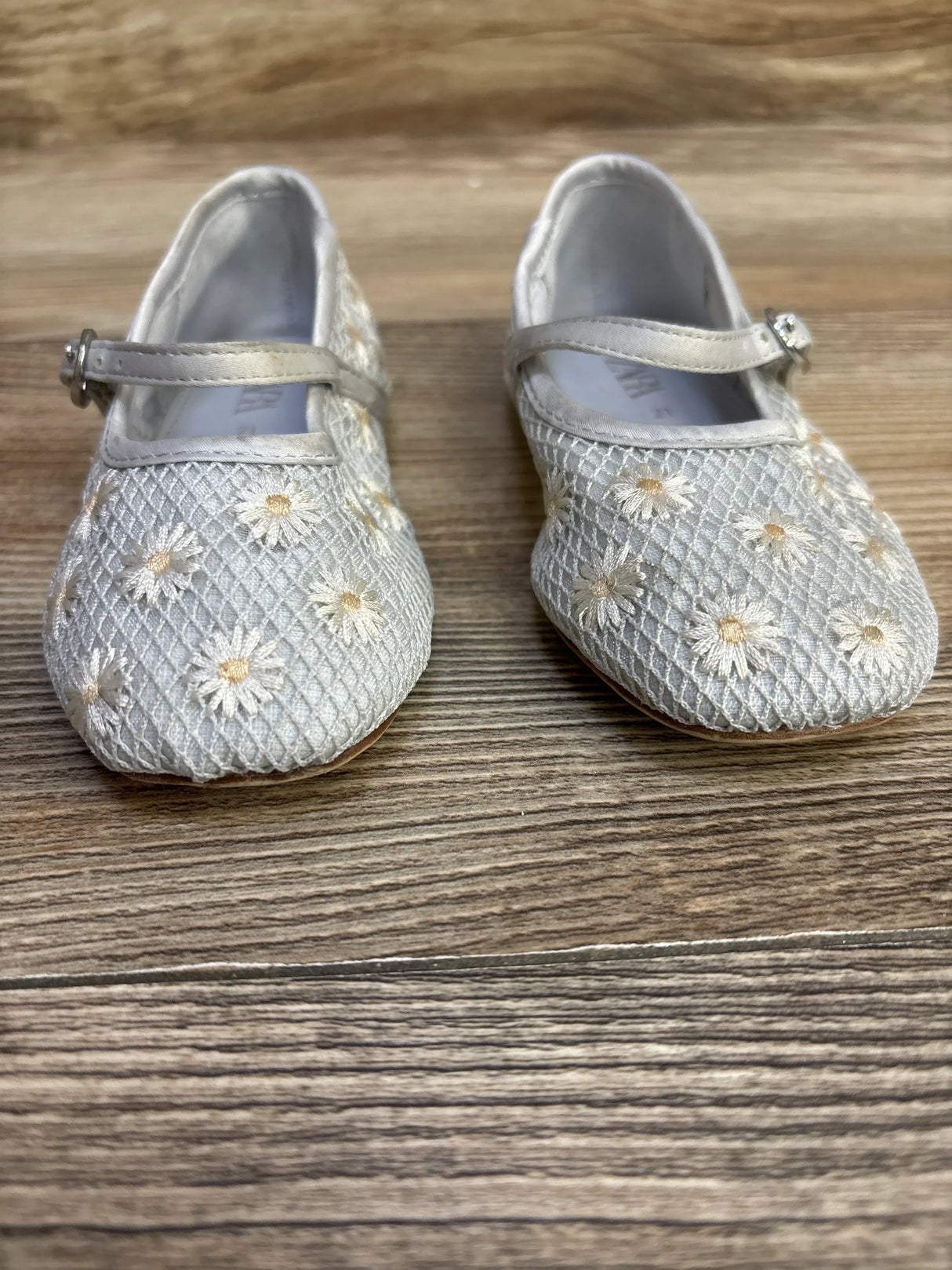 Zara Floral Embroidered Ballet Flats Grey sz 5/6c