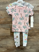 NEW Just One You 4pk Palm Tree Print Pajama Set Pink sz 2T
