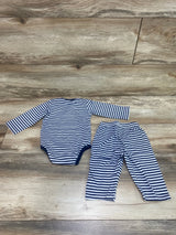 JY. Cozy 2Pc Bodysuit & Pants Stripes White Sz 3-6m