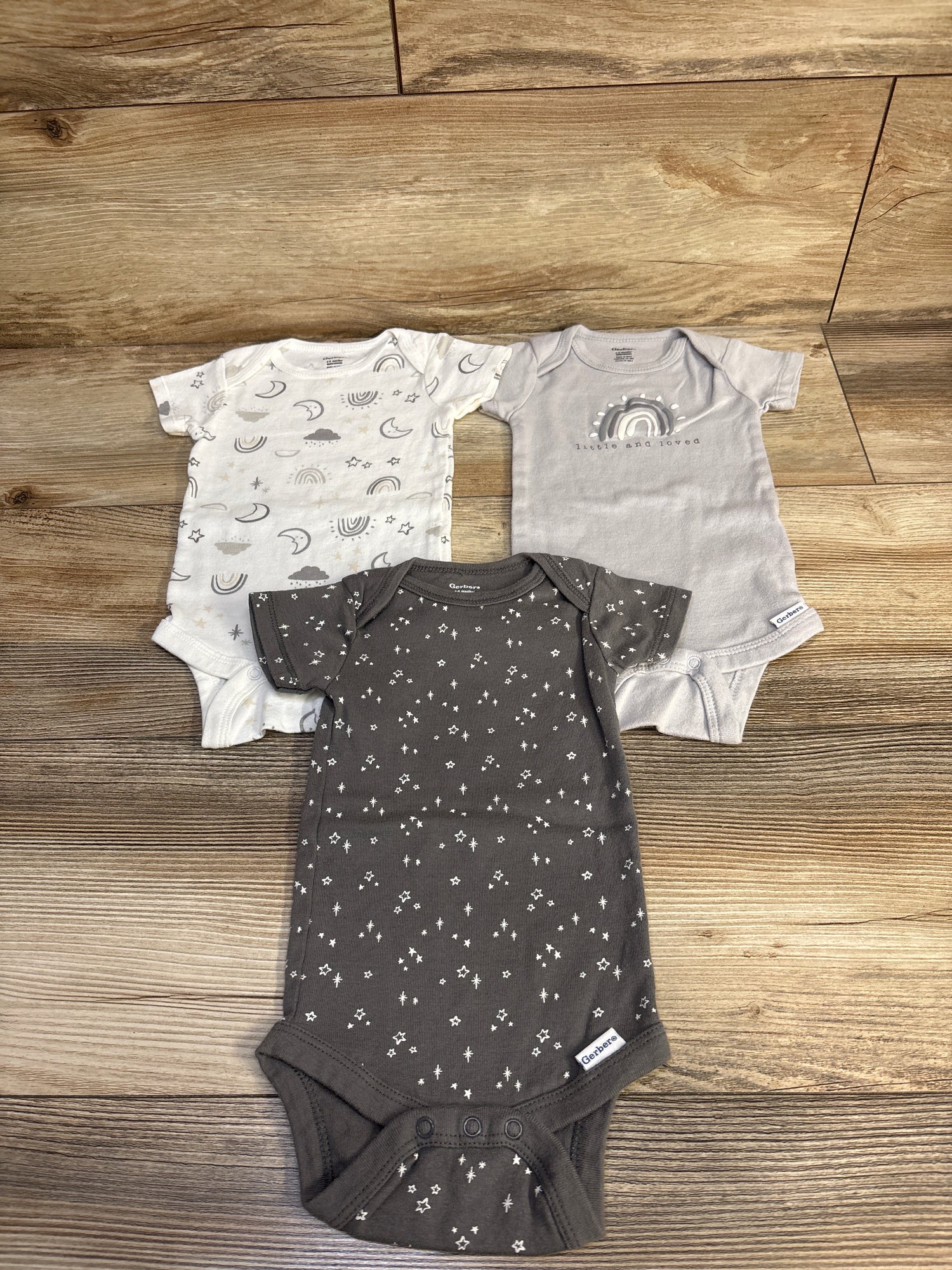 Gerber 3pk Bodysuits Grey sz 3-6m