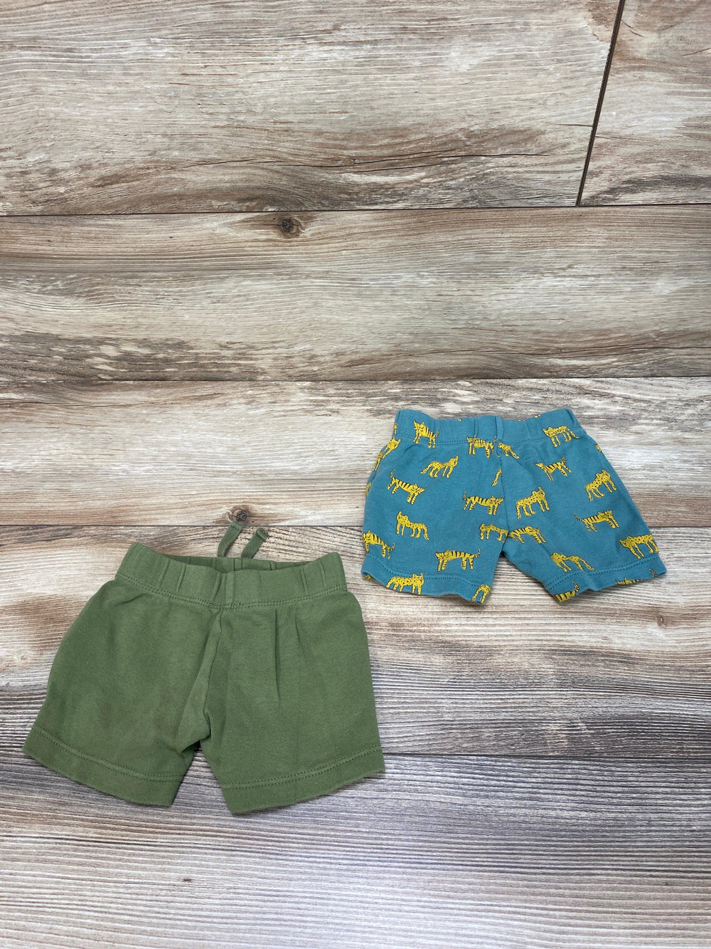 Amazon Essentials 2Pk Blue/Green Cotton Shorts sz 6m - Me 'n Mommy To Be