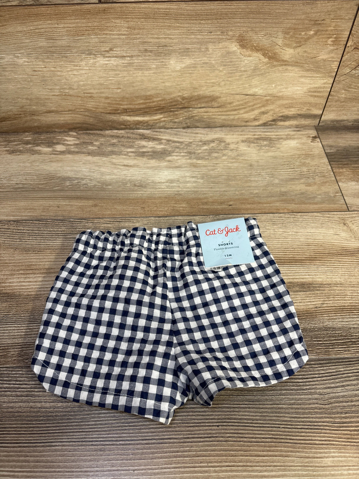 NEW Cat & Jack Gingham Shorts Blue sz 12m