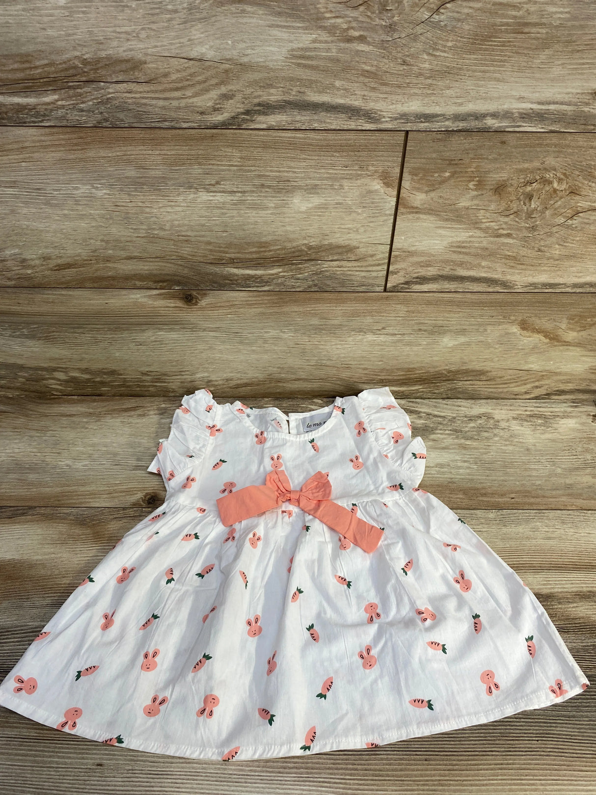 Le Mo Mo Bunny Print Dress White sz 12-18m