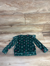 Cat & Jack Velour Floral Print Sweatshirt Green sz 3T