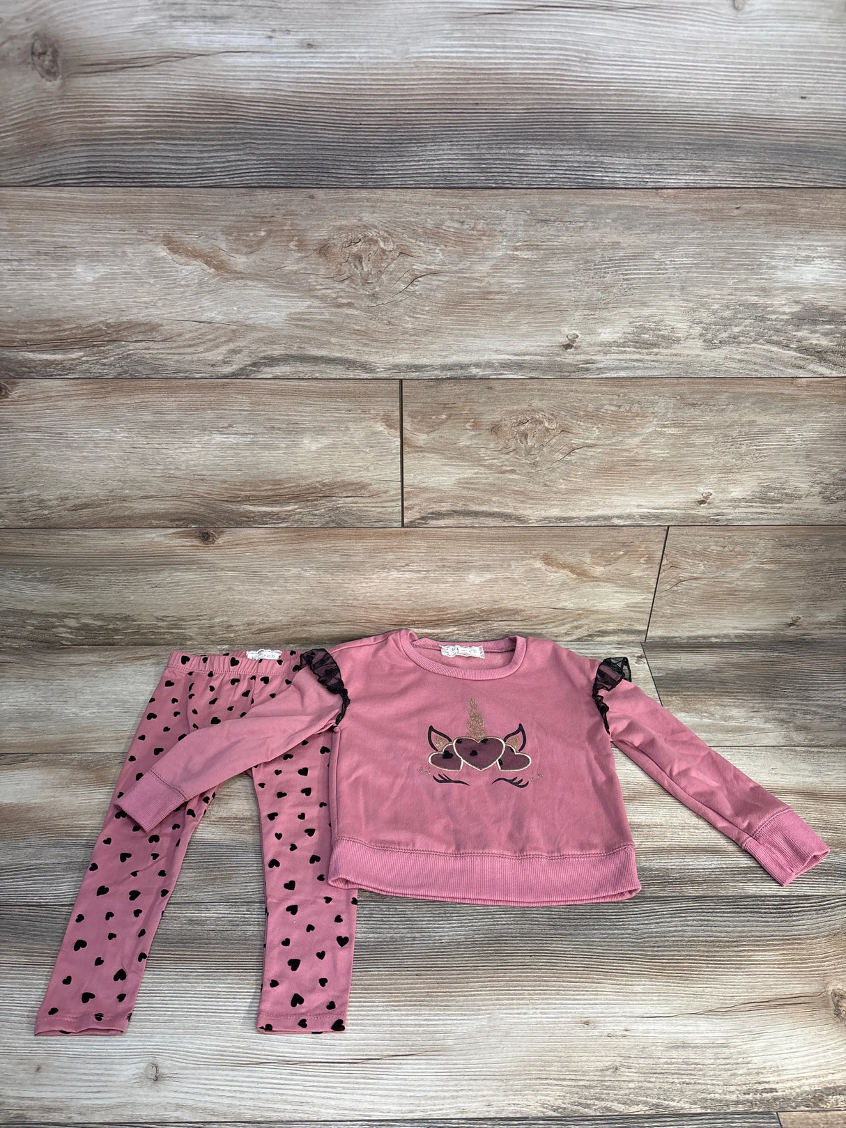 Btween 2pc Unicorn Sweatshirt & Ribbed Pants Set Pink sz 4T