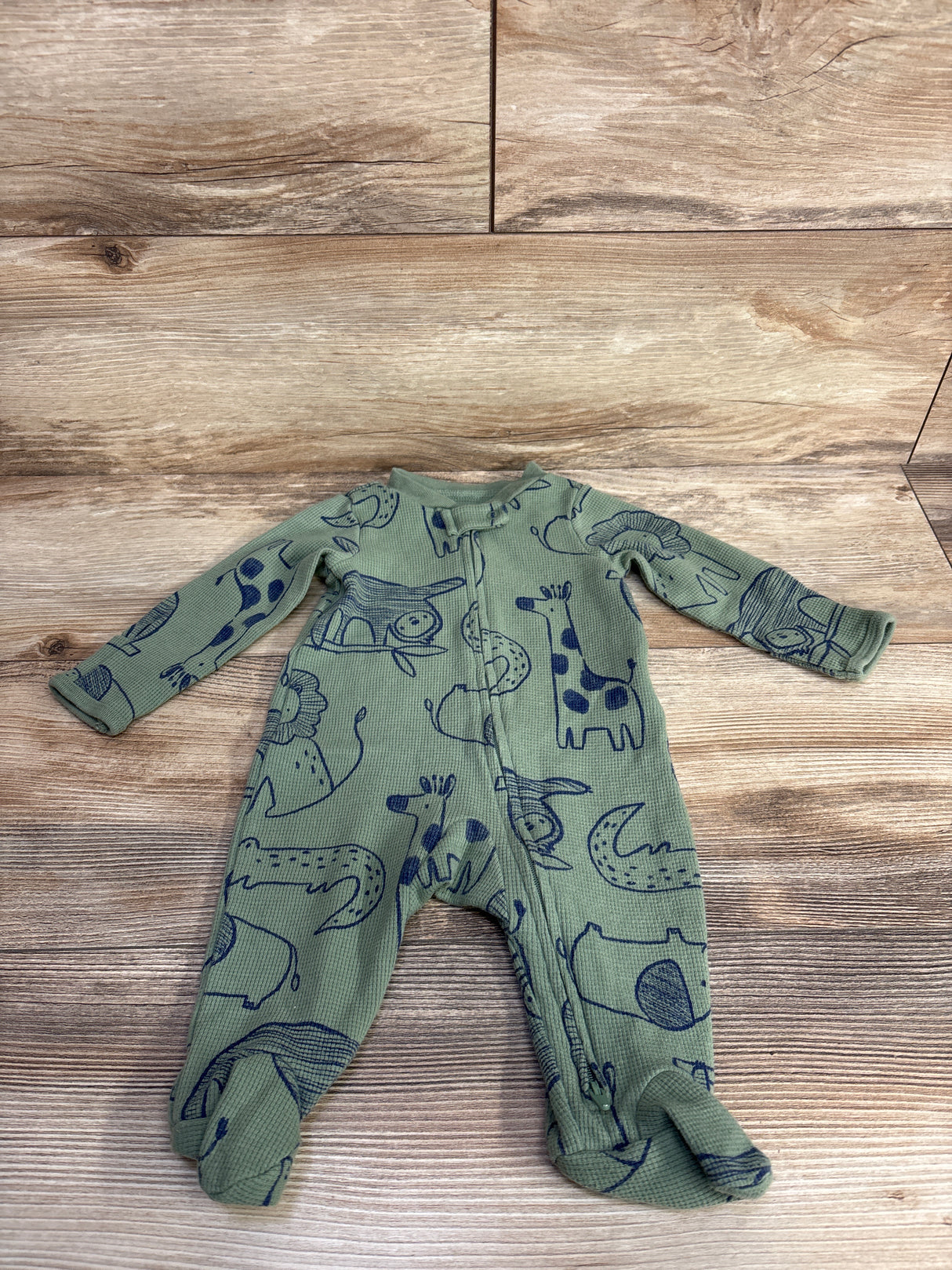 Simple Joys Waffle Knit Animal Sleeper Green 0-3m
