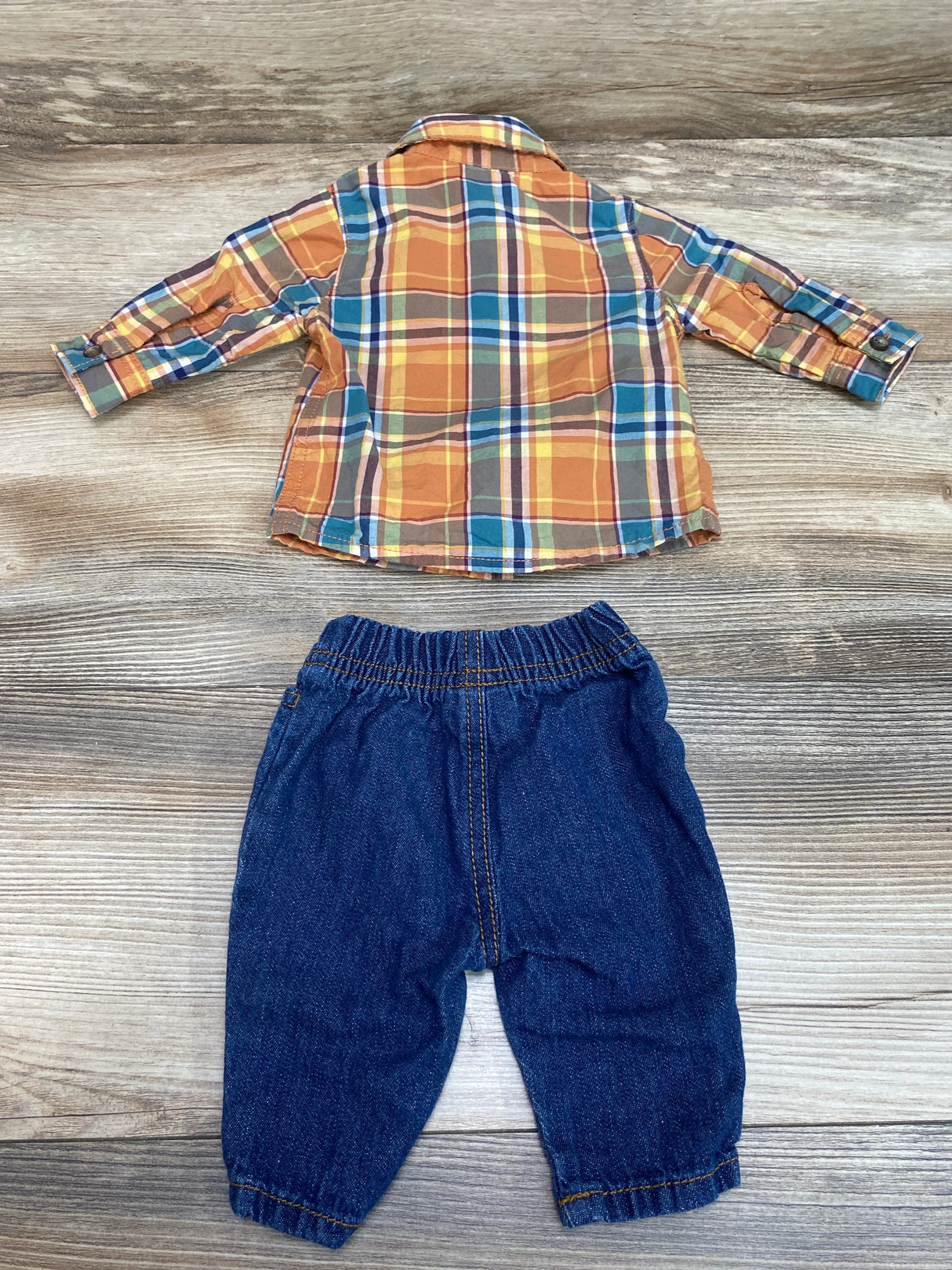 Carter's Orange Button-Up & Denim Pant Set sz Newborn