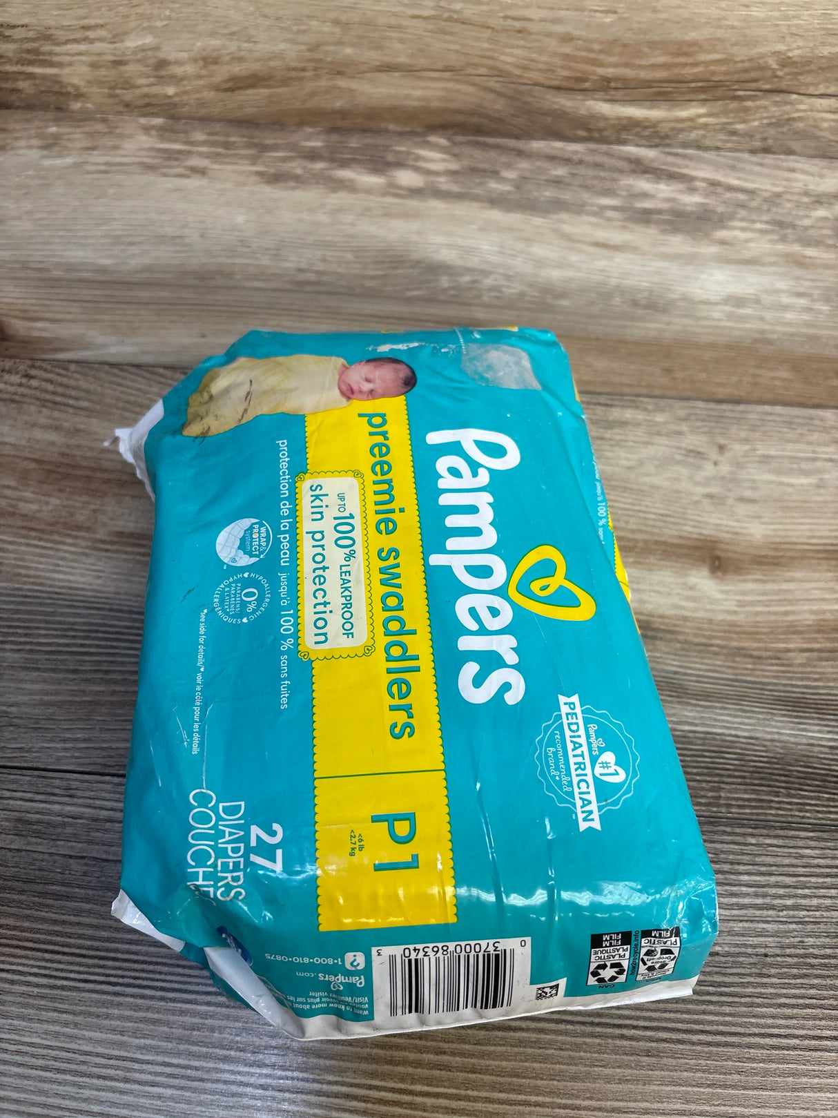 NEW Pampers Swaddlers Diapers, 27ct. Size Preemie