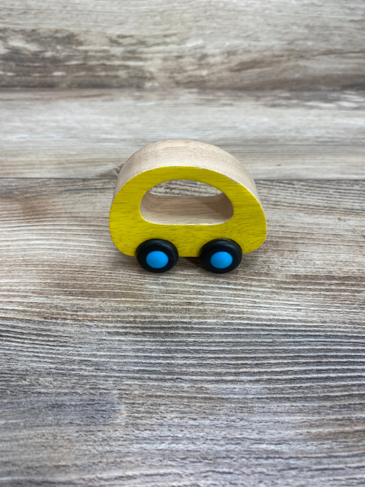 B. Toys Mini Wooden Car Free Wheee-lees – Green Car