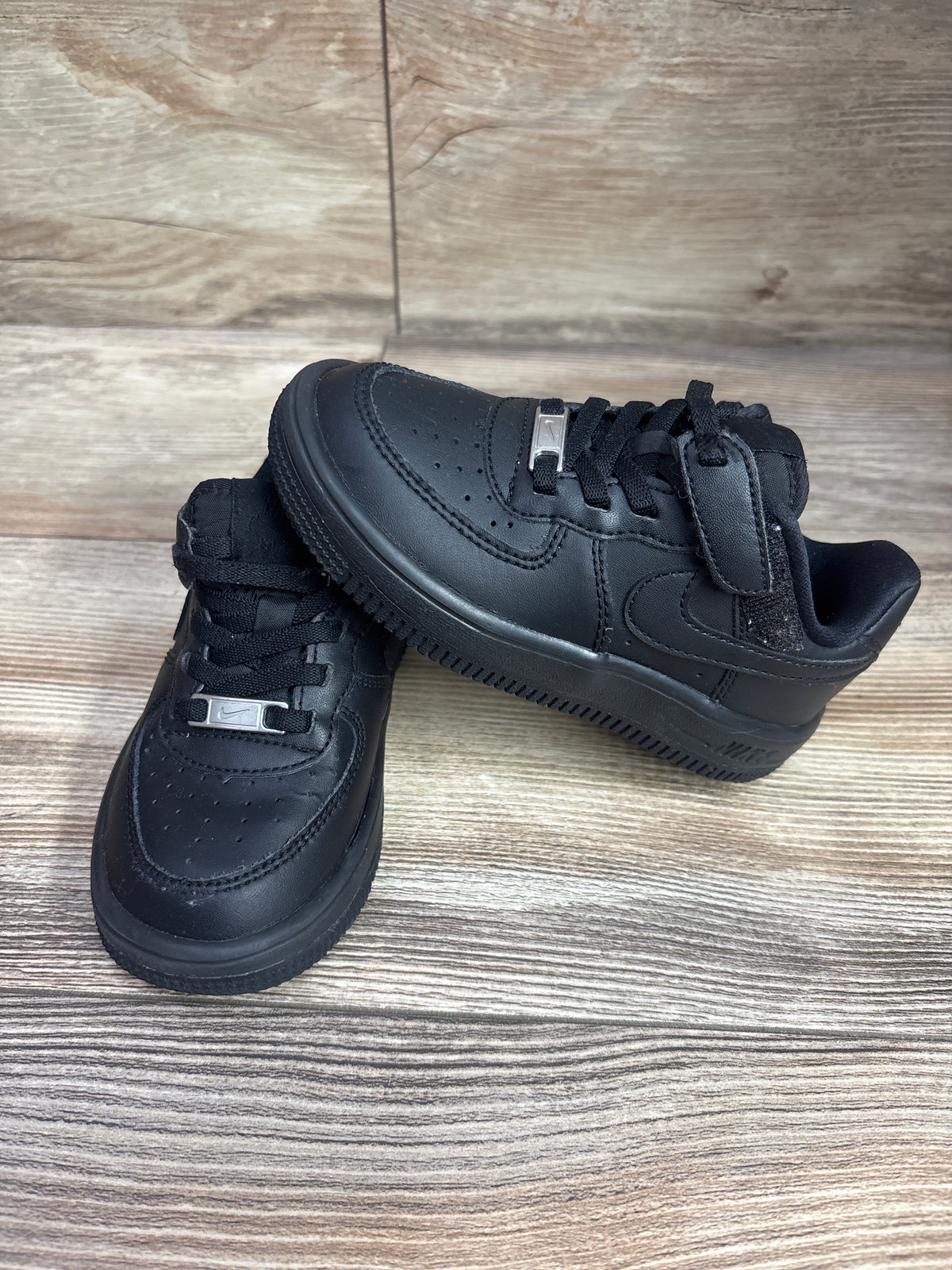 Nike Force 1 Low EasyOn PS 'Triple Black' Sneakers sz 9c