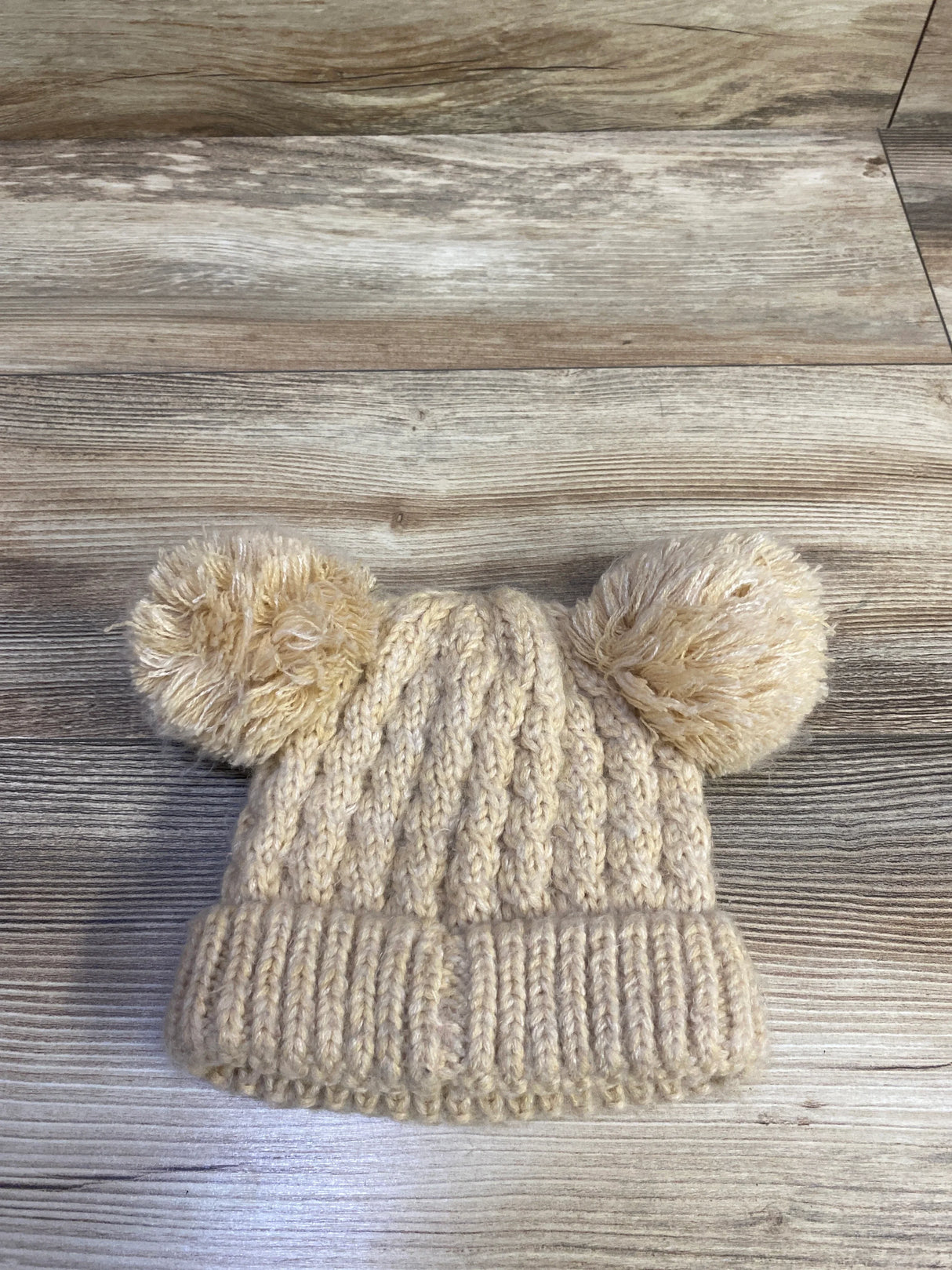 C.C Kids Chunky Knit Pom-Pom Beanie Beige One Size