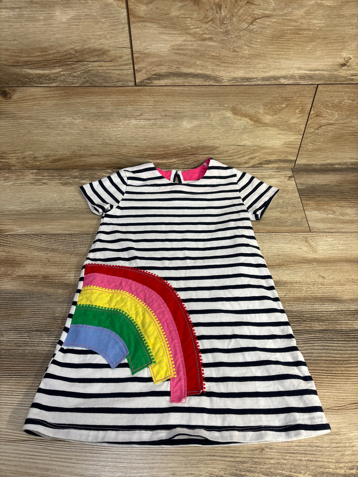Striped Rainbow Dress White sz 3-4T