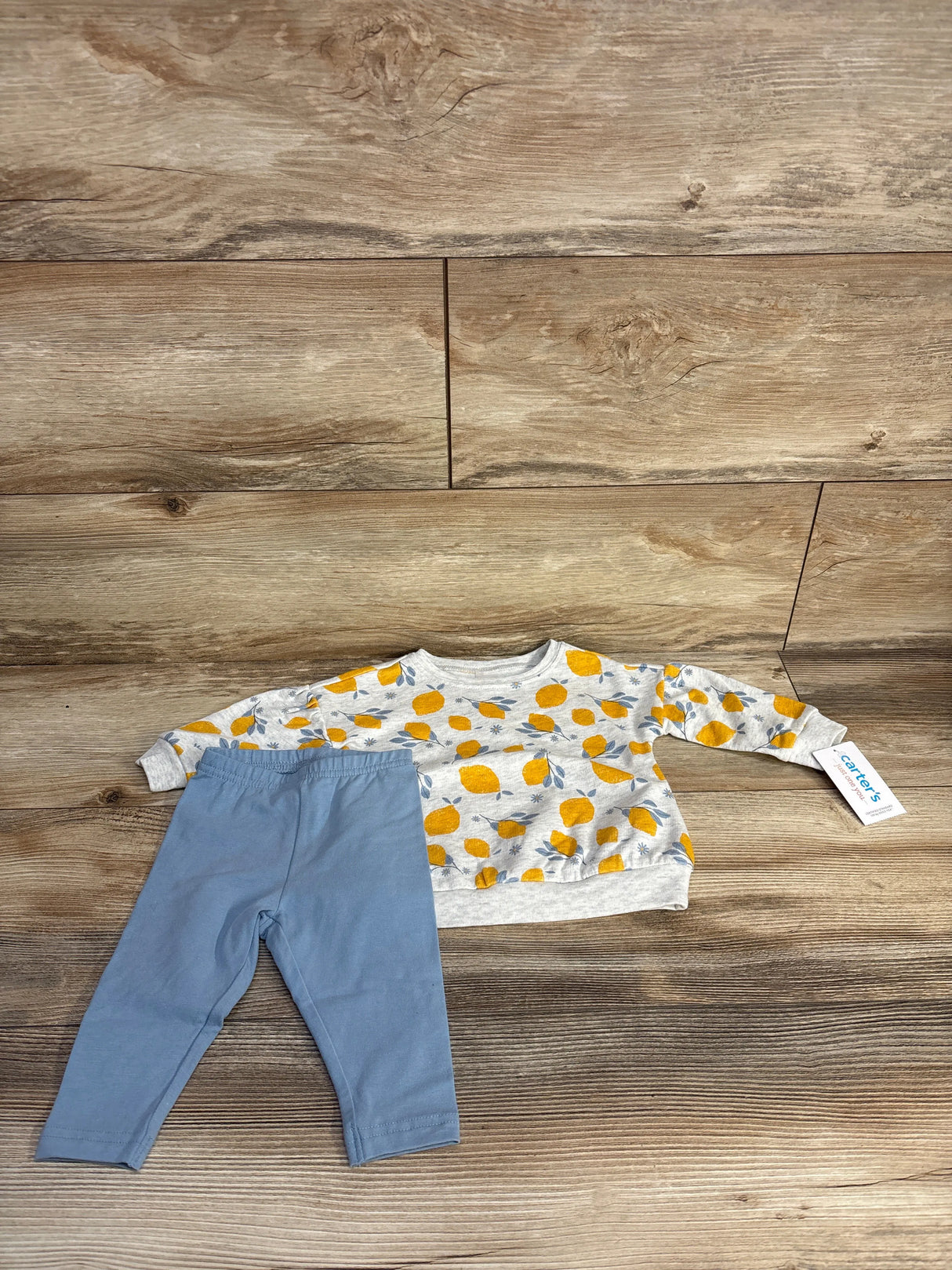 NEW Just One You 2pc Lemon Print Sweatshirt & Leggings Grey sz 6m