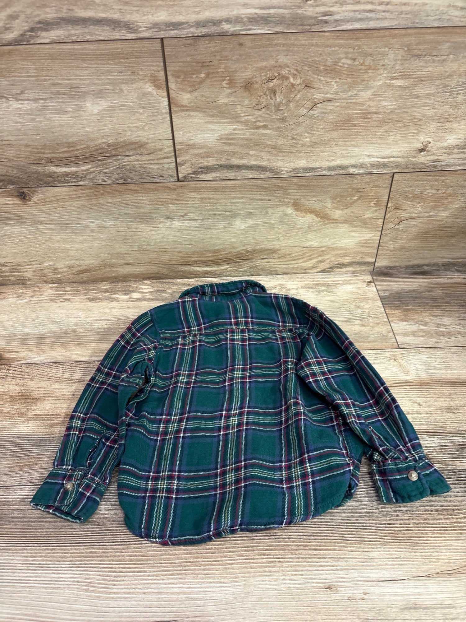 H&M Button Up Flannel Green sz 2T