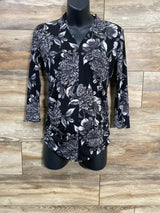 A Pea In The Pod Floral Blouse Black sz XS