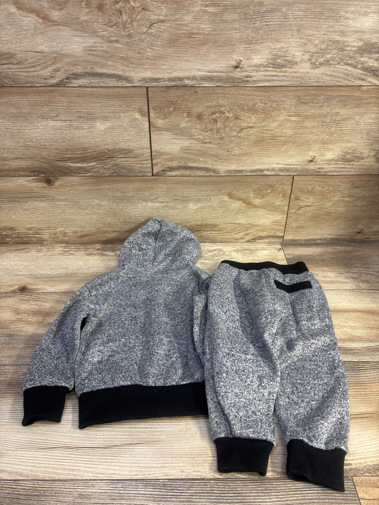 Encrypted 2pc Knit Zip-Up Hoodie & Joggers Set Grey sz 3T