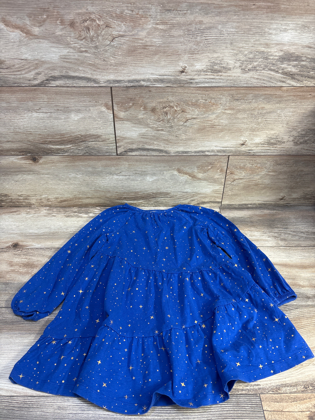 Hanna Andersson Long Sleeve Sparkle Tiered Dress Blue sz 5T