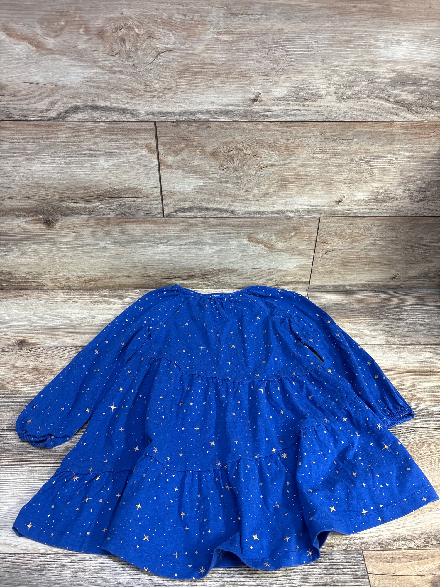 Hanna Andersson Long Sleeve Sparkle Tiered Dress Blue sz 5T
