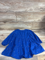 Hanna Andersson Long Sleeve Sparkle Tiered Dress Blue sz 5T