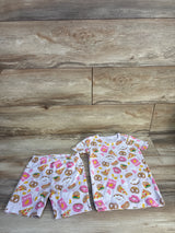 Janie & Jack 2pc Good Night Short Pajama Set in Snack Favorites Pink sz 4T