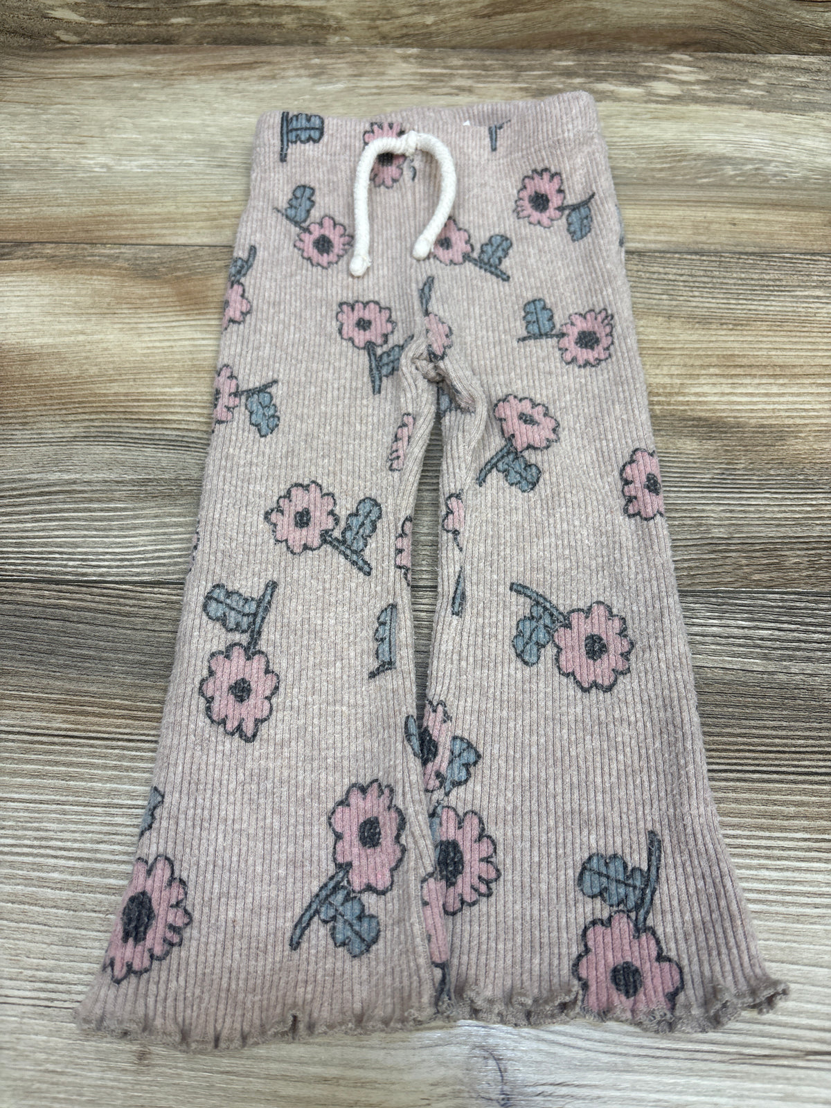 Zara Ribbed Floral Leggings Beige sz 9-12m