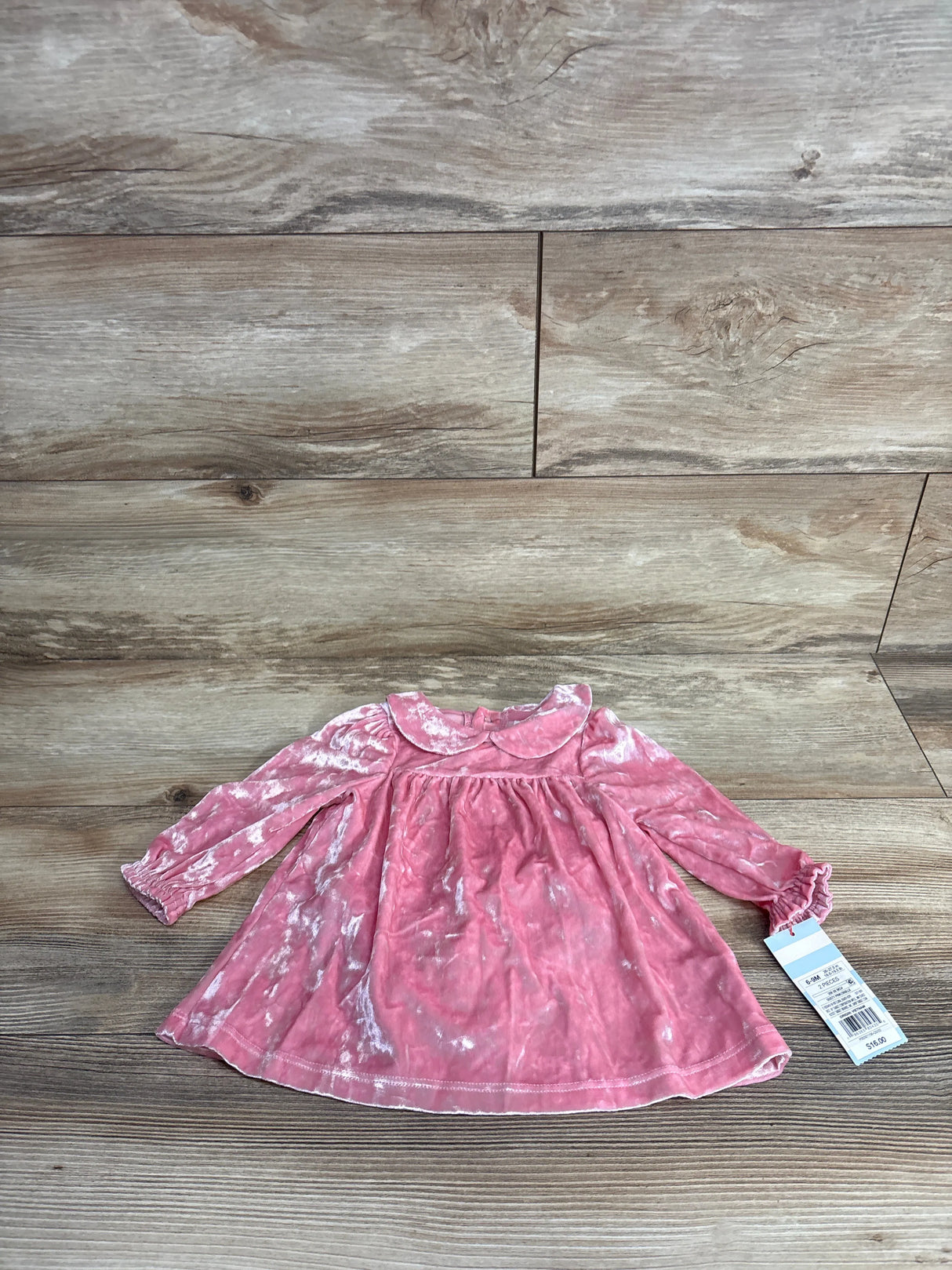 NEW Cat & Jack 2pc Velvet Peter Pan Collar Dress & Bloomers Set Pink sz 6-9m