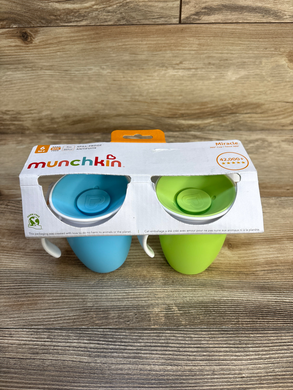 NEW Munchkin Miracle 360 Cup 7oz Green/Blue 2pk