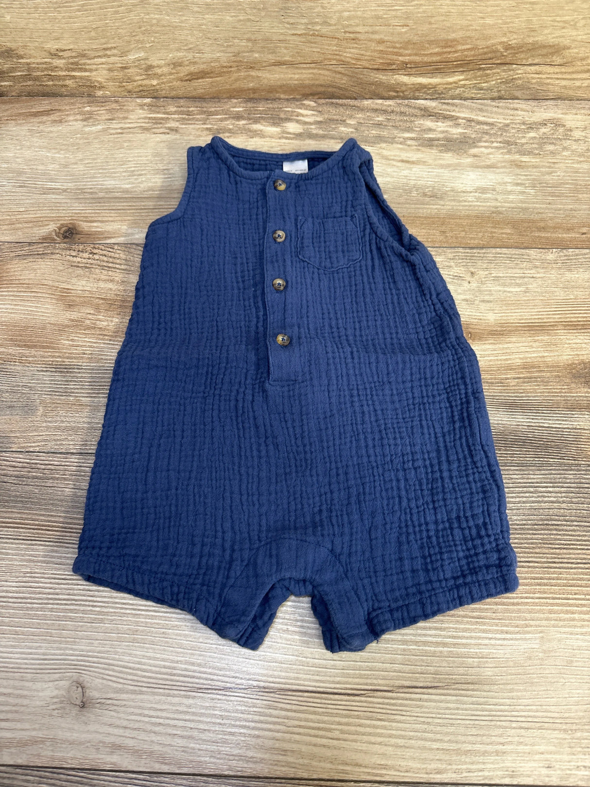 Just One You Gauze Henley Romper Blue sz 6m