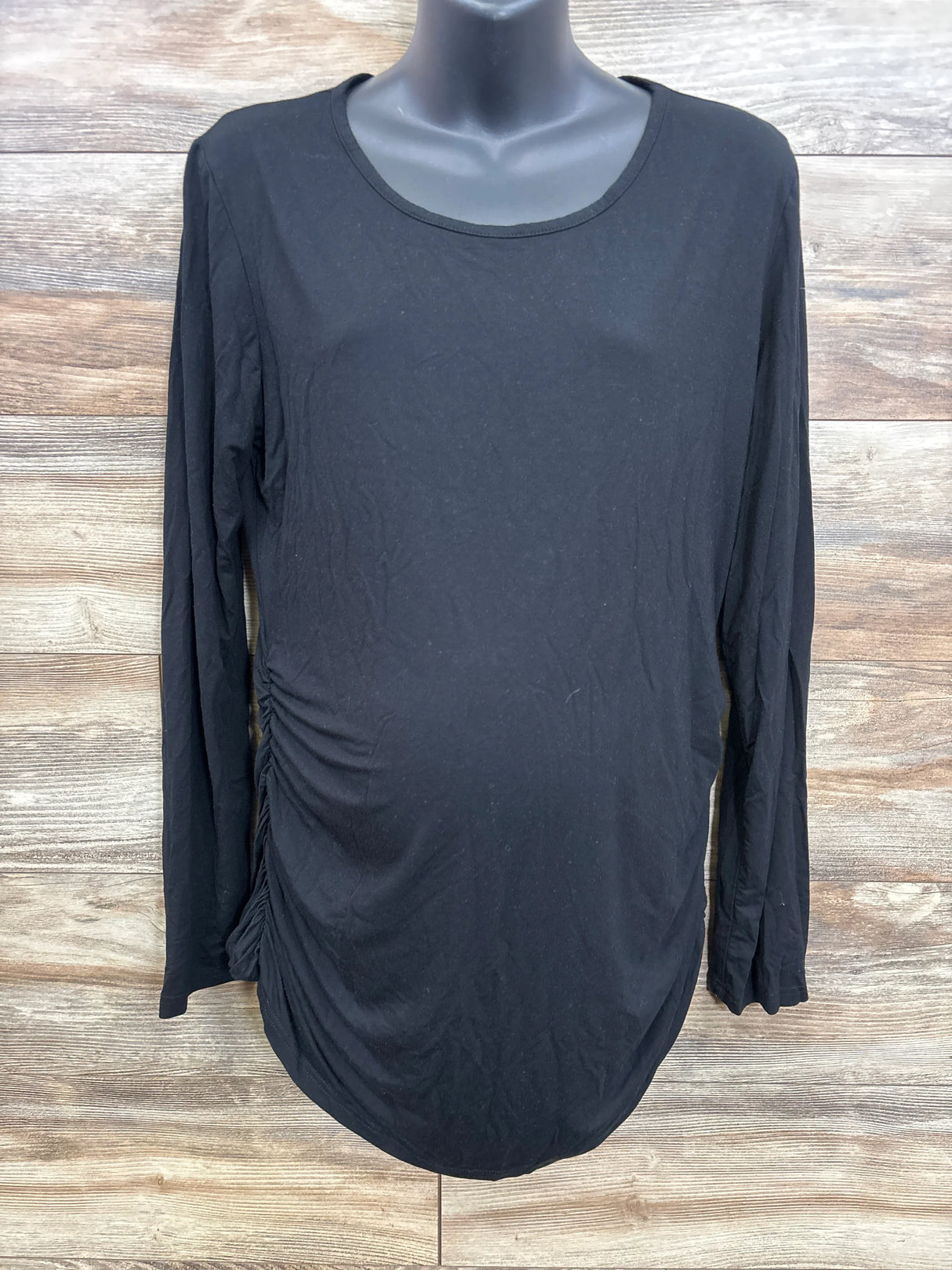Smallshow Long Sleeve Ruched Shirt Black sz XL