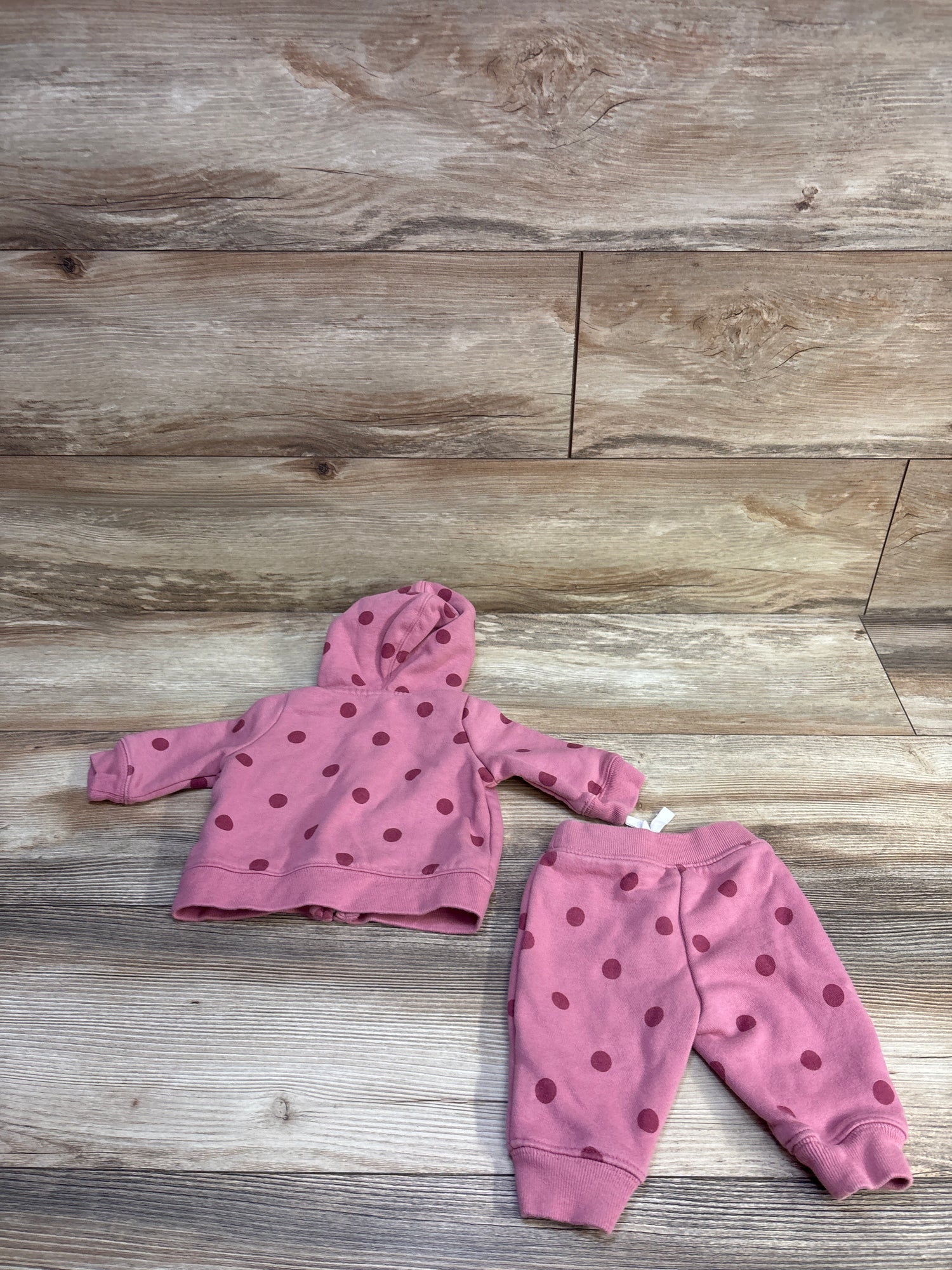 Baby Gap 2pc Polka Dot Full Zip Jacket & Joggers Set Pink sz 0-3m