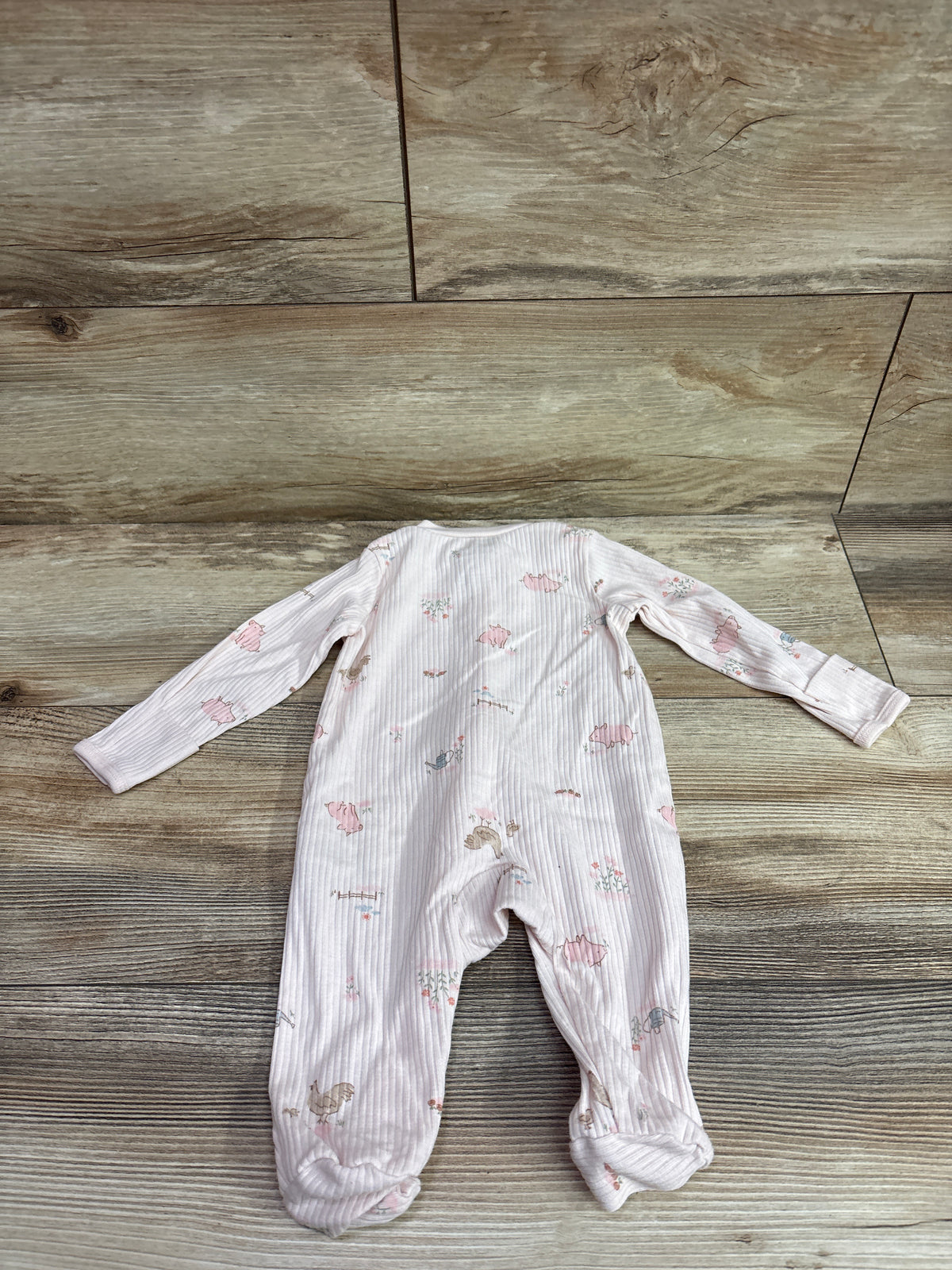 Just One You Ribbed Farm Print Sleeper Pink sz 3m