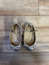 Janie & Jack Metallic Ankle Strap Bow Ballet Flats Silver sz 5c