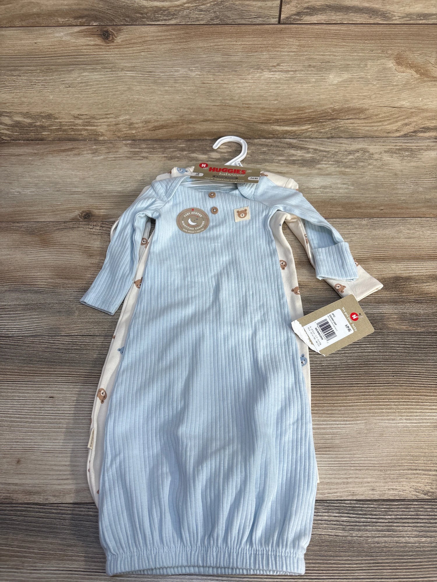 NEW Huggies Babywear 2pk Sleep Gowns Blue sz Newborn