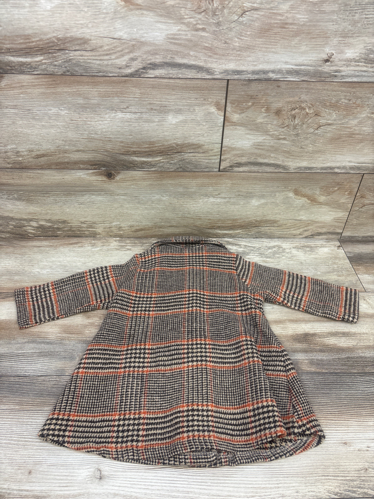 Shein Plaid Flannel Fleece Dress Coat Brown sz 18-24m