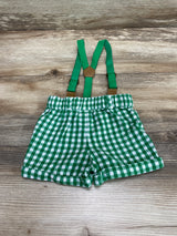 Gingham Suspender Shorts Green sz 0-3m