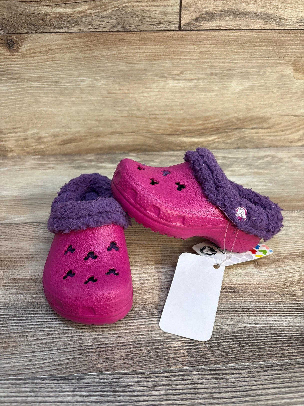 NEW Disney Crocs Classic Lined Clogs 'Mickey Mammoth', Pink sz 8/9c