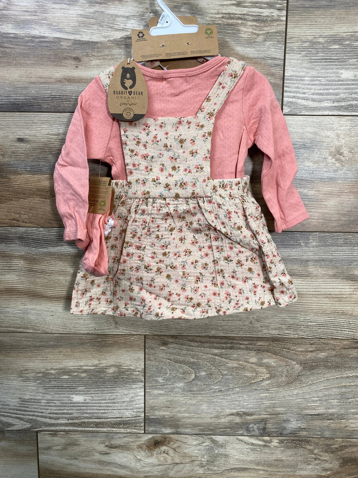 NEW Rabbit + Bear Organic 4Pc Pink Bodysuit & Skirtall Set Sz 12m