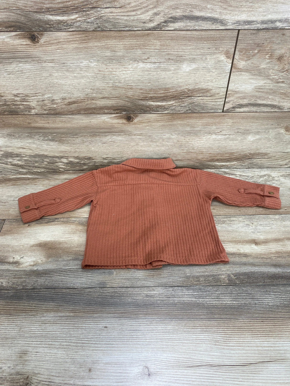 H&M Waffle Knit Button-Up Shirt Terracotta sz 12m