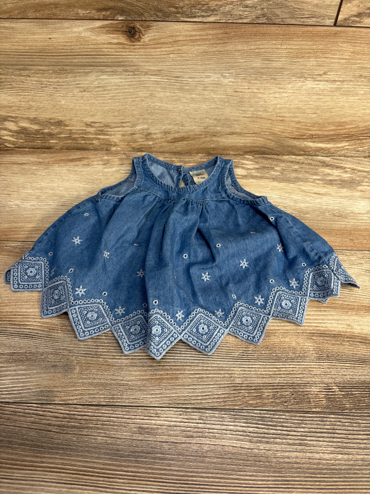 Oshkosh Chambray Embroidered Top Blue sz 3-6m