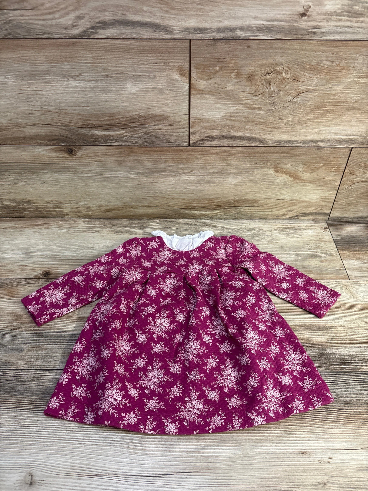 Janie & Jack Long Sleeve Quilted Dress Pink sz 12-18m